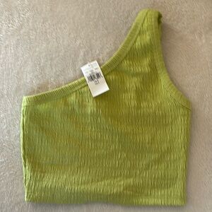 American Eagle Outfitters NWT lime green one shoulder crop top, small